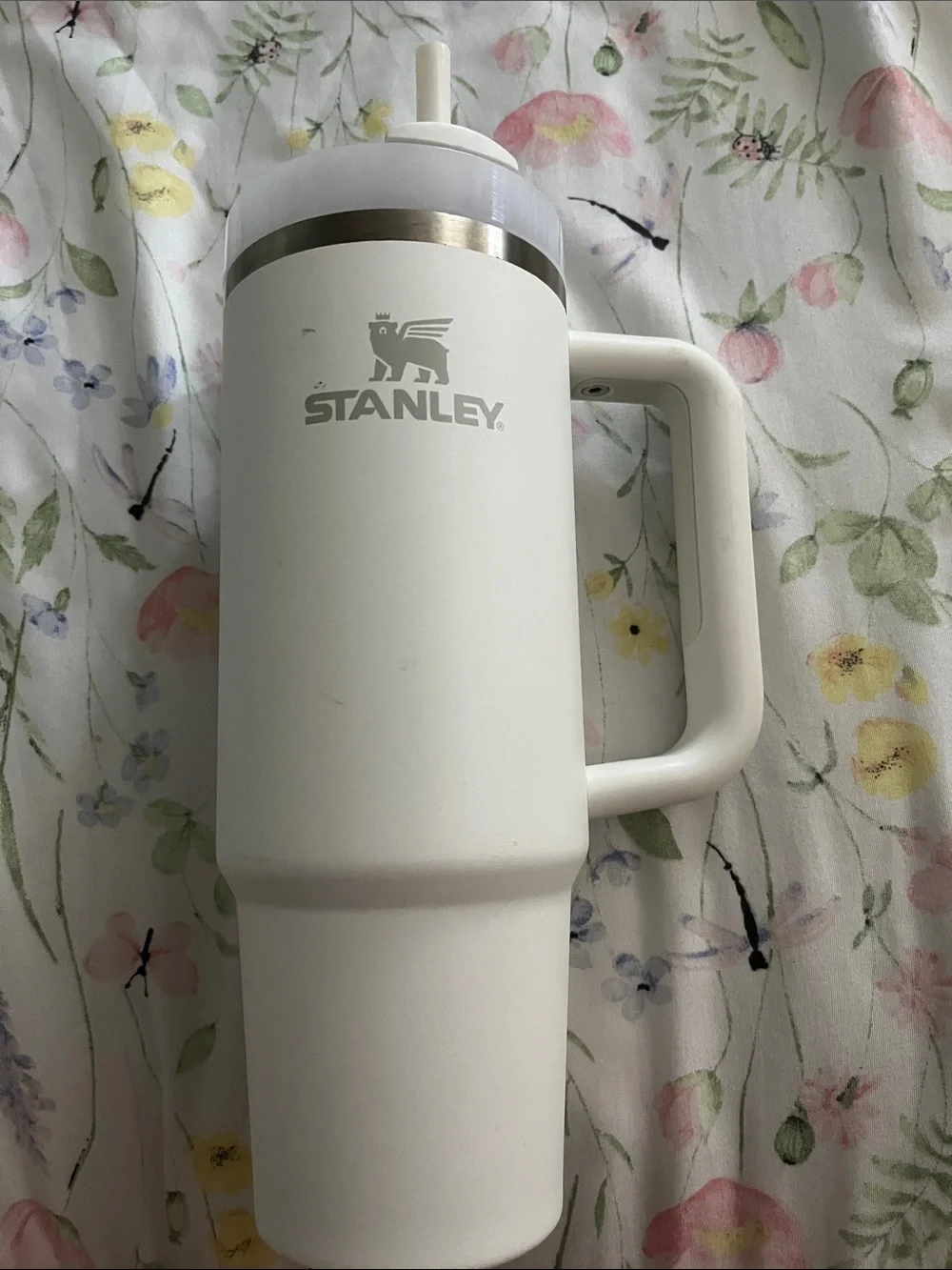 Stanley White Insulated Tumbler with Handle and Straw